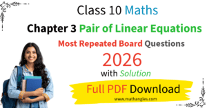 Class 10 Maths Chapter 3 Pair of Linear Equations Important Questions
